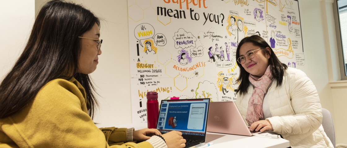 students at the support hub