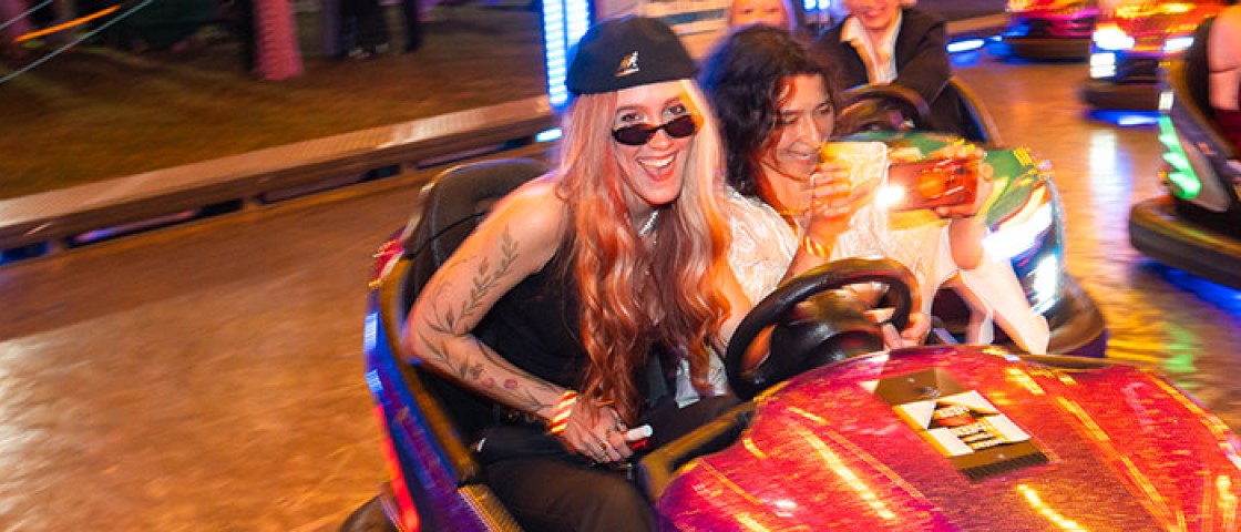 Students in bumper cars