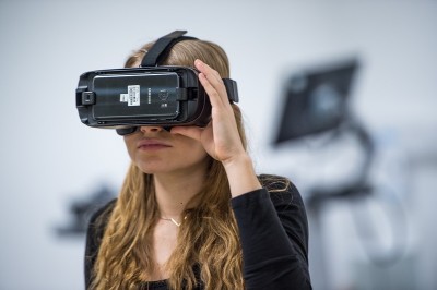 Girl using VR headset