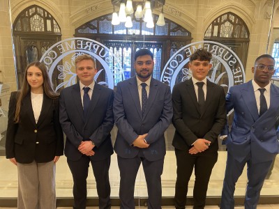 Finalists of the University of Surrey Law Society Mooting competition at the Supreme Court in Central London