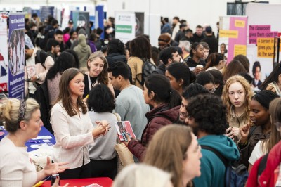 Careers fair gathering students 