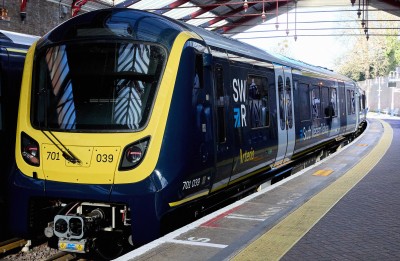 South Western Rail train at a station