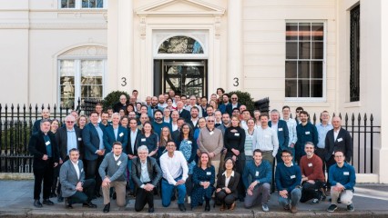 Noise Network Plus delegates group outside Prince Philip House, smiling
