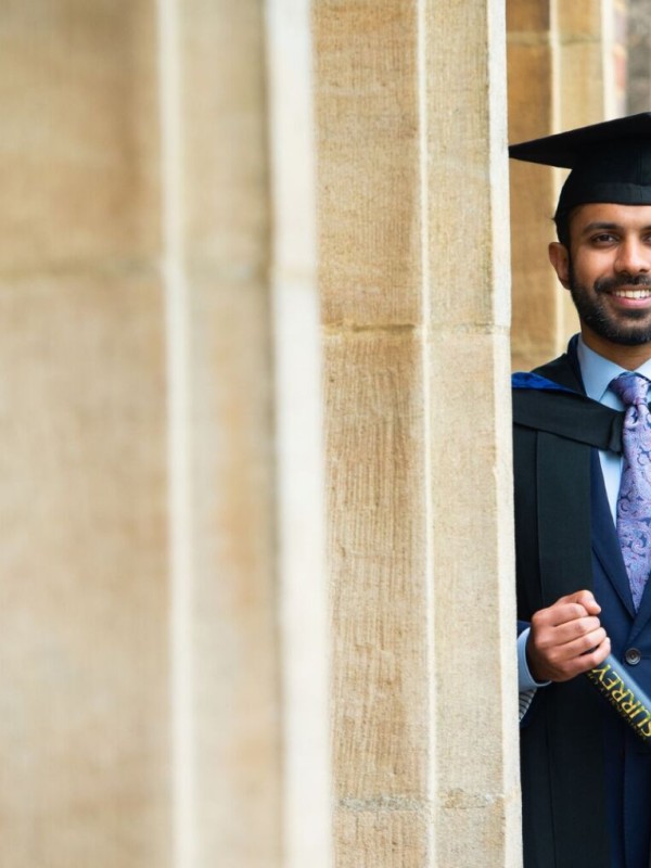 Postgraduate student on graduation day