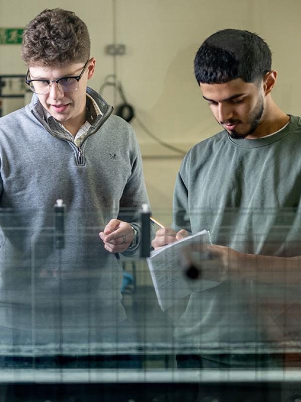 Students in hydraulics lab