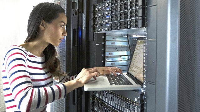Female using computer