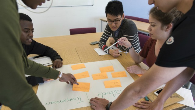 Students working on a group project