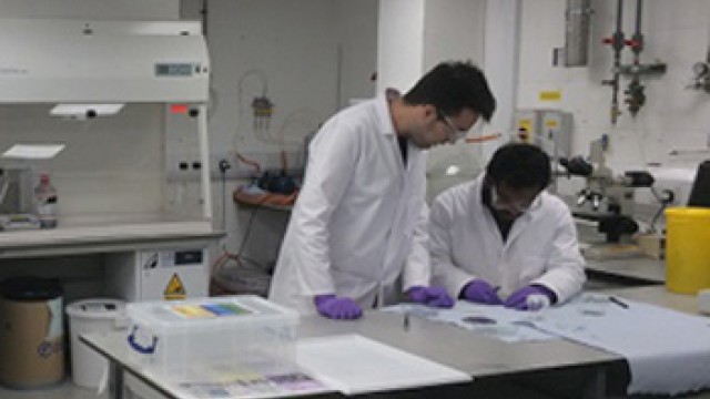 Two males in laboratory