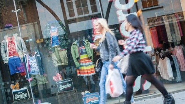Two women shopping on Guildford High Street
