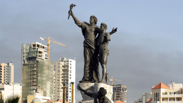 Memorial statue on Martyrs' square in the heart of downtown Beirut, Lebanon