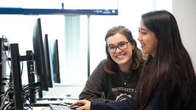 People working in the new psychology facilities at Surrey