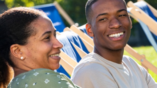 Student at open day with parent