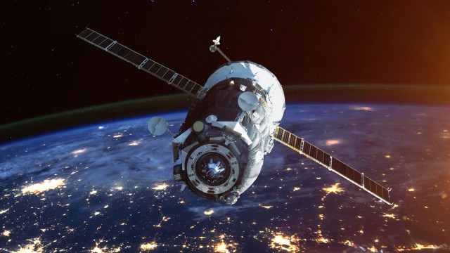 Shuttle flying through space