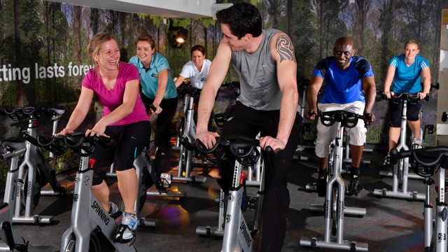 Group of people in a spinning class at the Surrey Sports Park