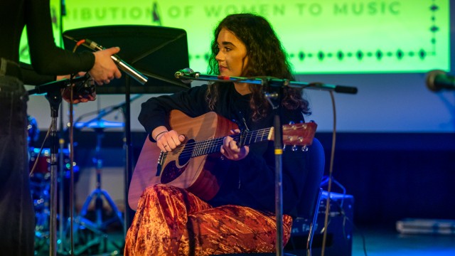 Music student performing