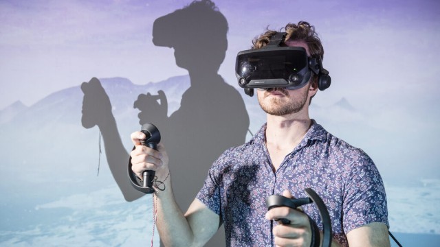 Man with VR headset on