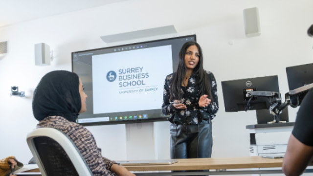 Surrey business student presenting