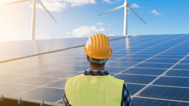 Solar panels and wind turbines