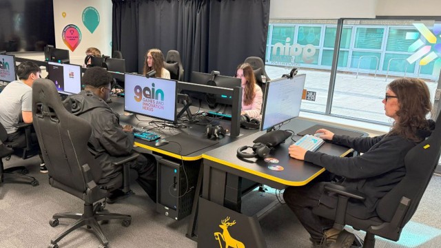 Games Design students in lab