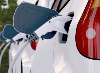 Electric car being charged