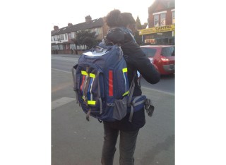 Woman writing on board