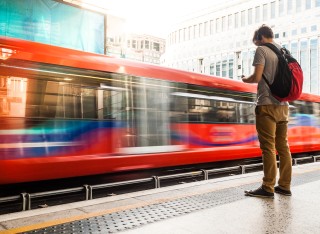 Person standing waiting for a train