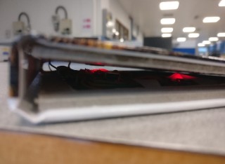 A view of the electrical hardware contained within the cover of the 3G augmented book.