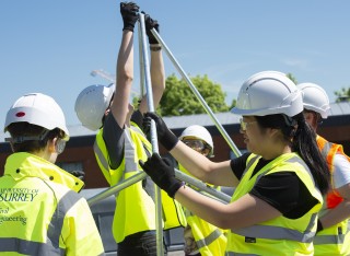 A group of Surrey Undergraduate students during the DAD Project- construction day