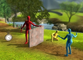 Avatars on a screen in a virtual reality world