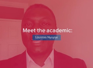 Screenshot of text that reads: 'Meet the academic: Louistas Nyuyse'