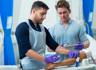 nursing students at a simulation