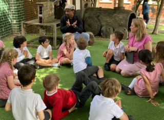 Sandfield School children learn outside.
