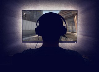 Person wearing headphones