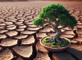 Tree in drought landscape