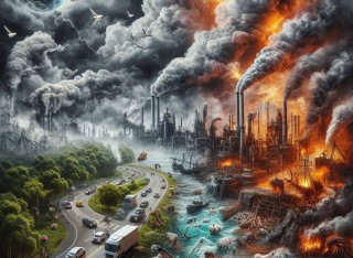 AI-generated representation of climate crisis