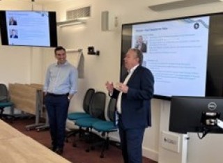 Guest speakers Neil Budd and Vasilis Michos, CFA, from Barclays Private Bank and Wealth Management giving talk on The Art and Science of Wealth Management and Wealth Management