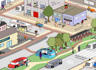 Graphic showing a town plan