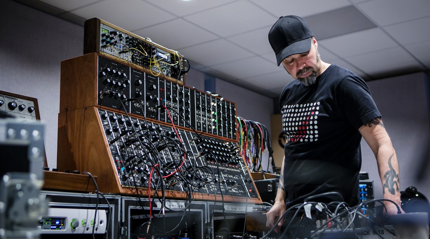Male using MOOG equipment