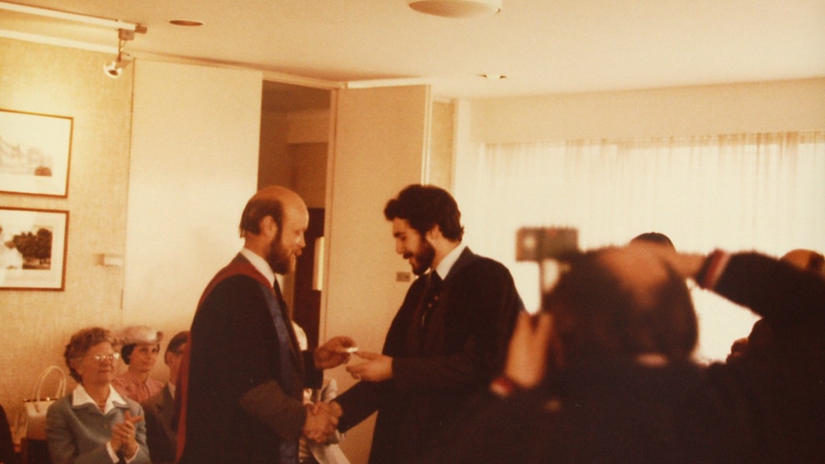 Alan White at graduation in 1982