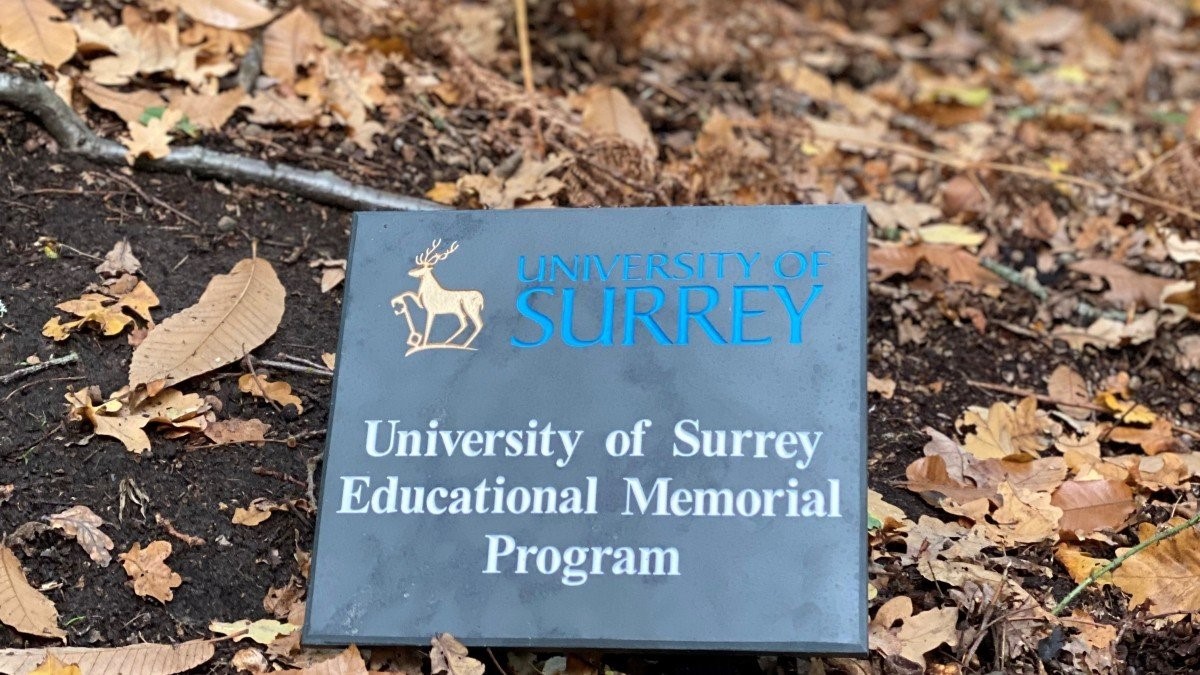 The crematorium plaque in the memorial garden.