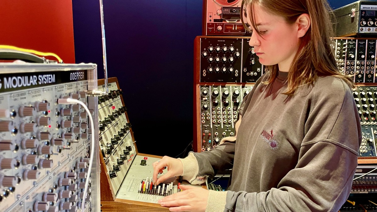 Student in Synth Lab