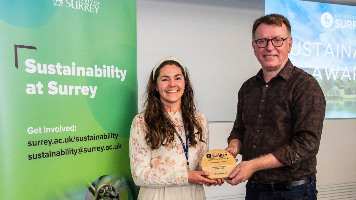 Emily Bushnell receiving sustainability award