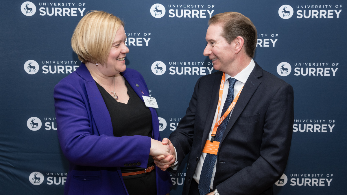 Alumna Zöe Franklin MP, Member of Parliament for Guildford meeting with Vice-Chancellor Professor Stephen Jarvis