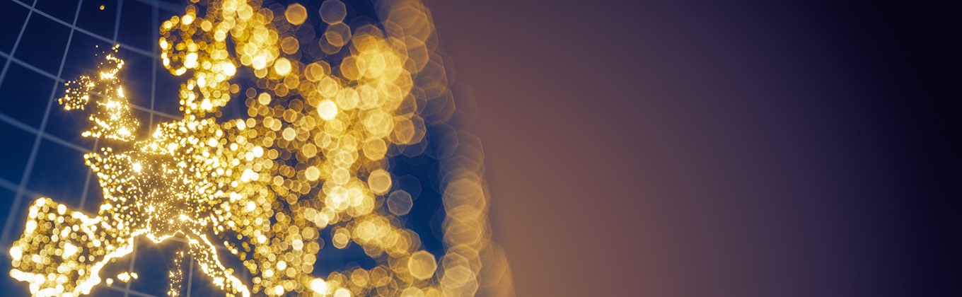 Abstract image of Europe's city lights from space