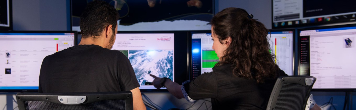 Students using the Surrey Space Centre ground station